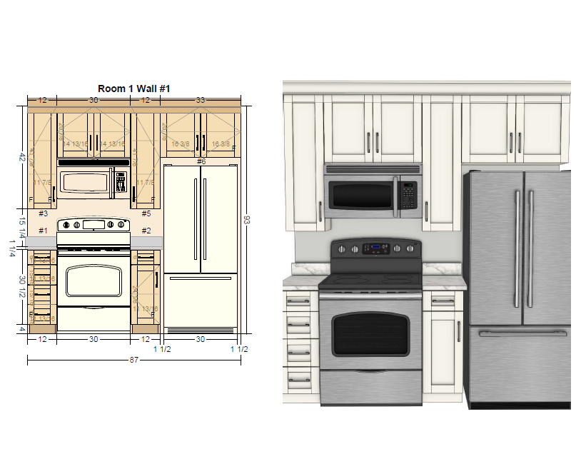 3D kitchen rendering and floor plan by River Ranch Remodeling
