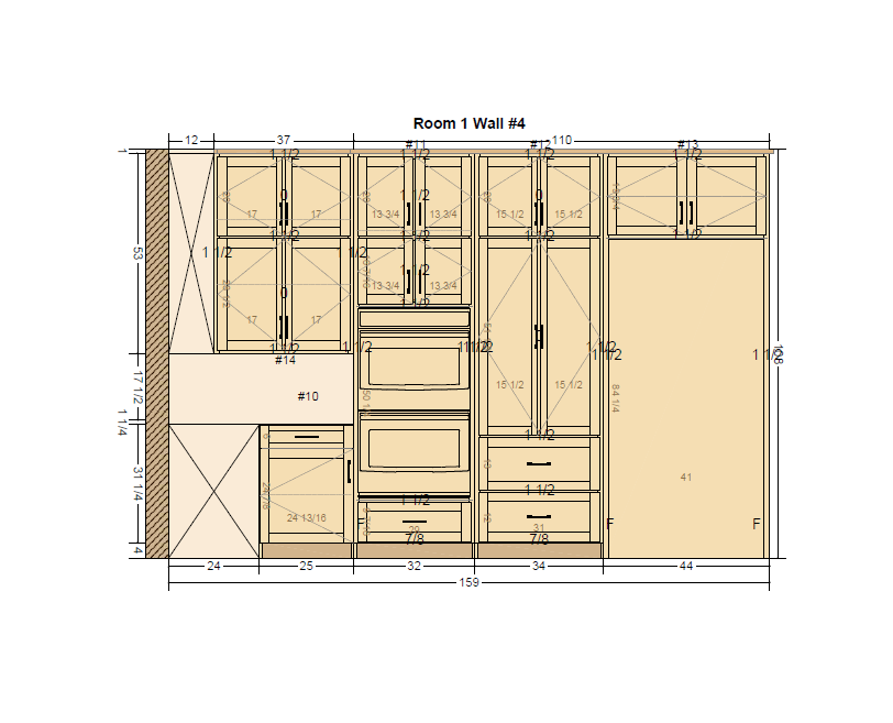 Cabinetry elevation drawing — Room 1 Wall 4
