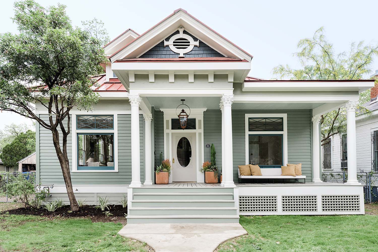 Freshly painted house exterior with professional finish in Central Texas